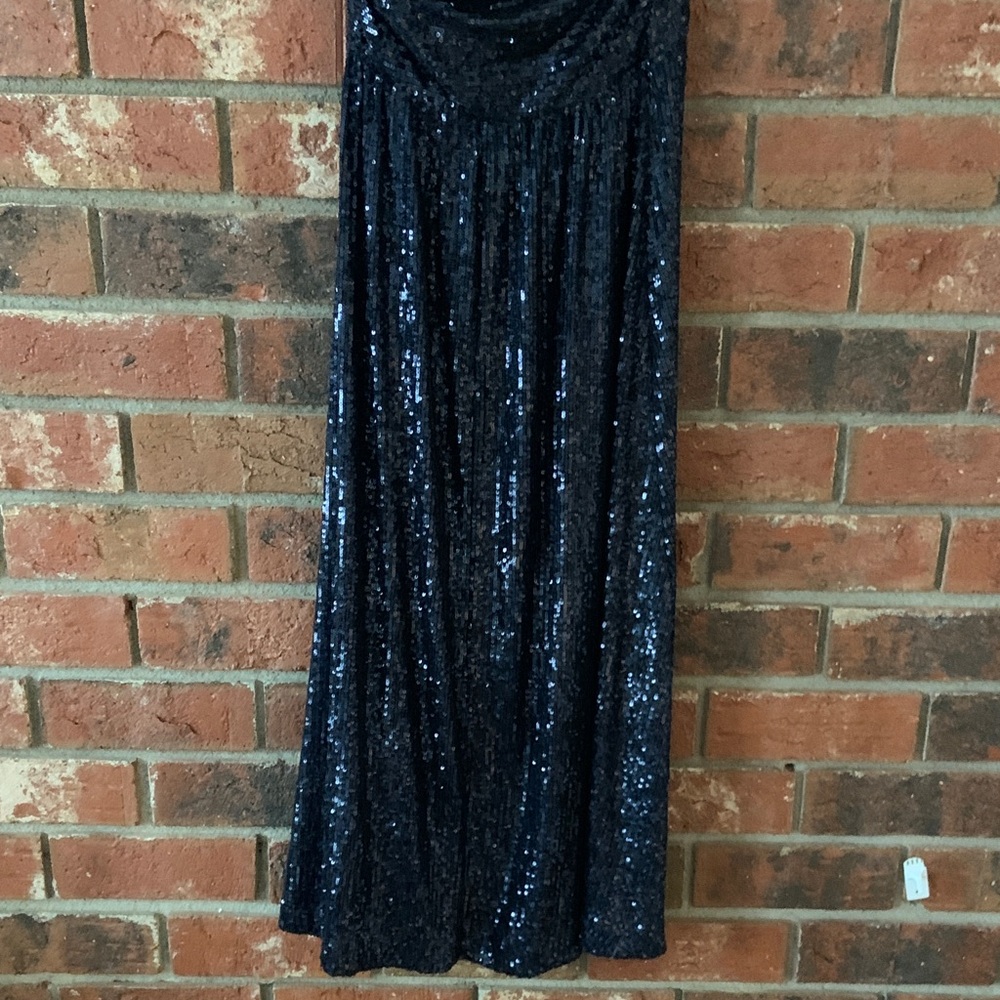 Express Navy Sequin Halter Midi Formal Dress - Picture 7 of 9